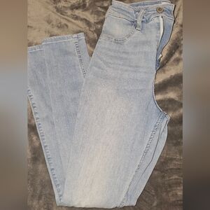 Hollister Women's Straight Leg Jeans in Light Blue